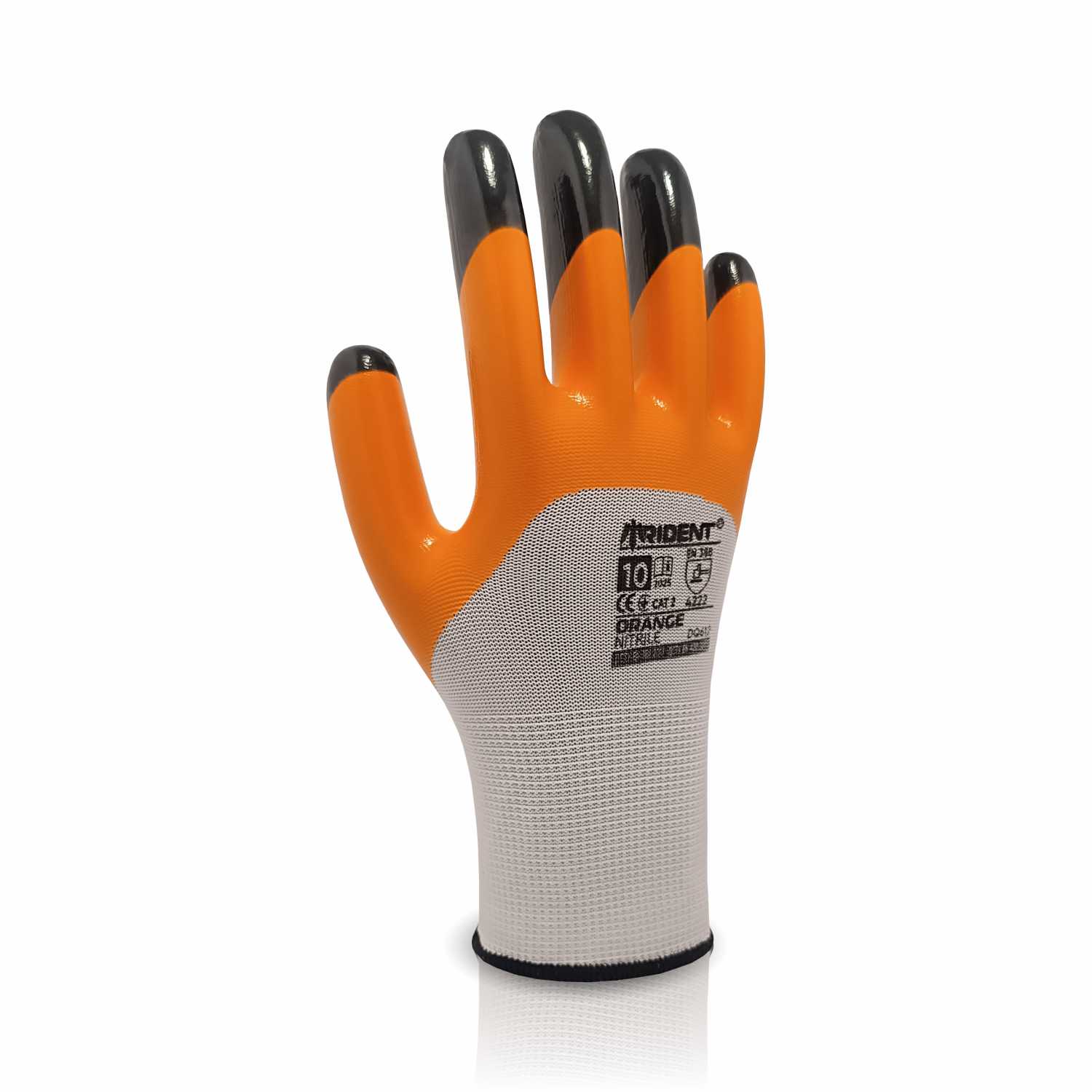 Рукавички з подвійним нітриловим покриттям на пальцях TRIDENT ORANGE арт. DQ612